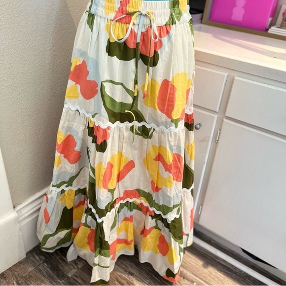 CeCe Floral Tiered Maxi Skirt | Size S (Fits M) | Boho Summer Resort Wear - Picture 6 of 8